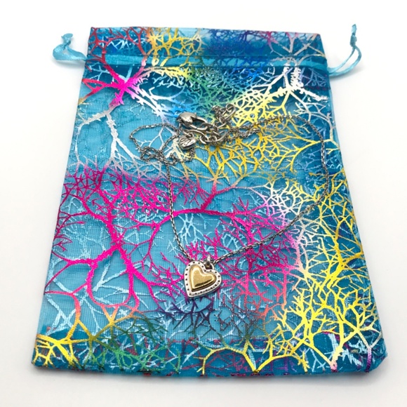 Brighton Pendant Necklace Heart Silver & Gold Plate Reversible Delicate Romantic - Picture 5 of 10